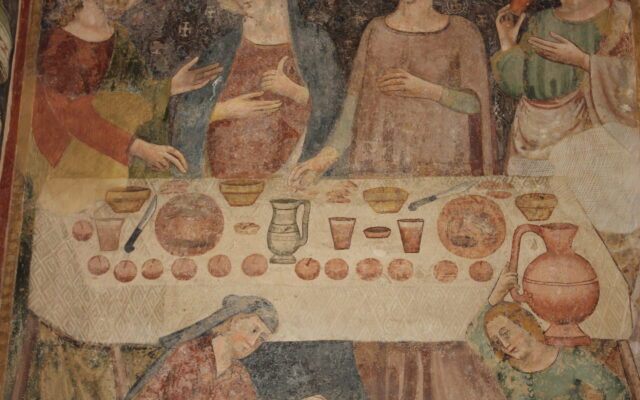 Nozze di Cana: affreschi attribuiti al maestro di Offida (terzo quarto del XIV secolo)